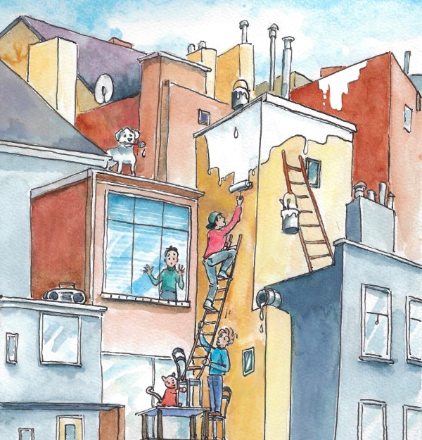 illustratie schilder verft huis