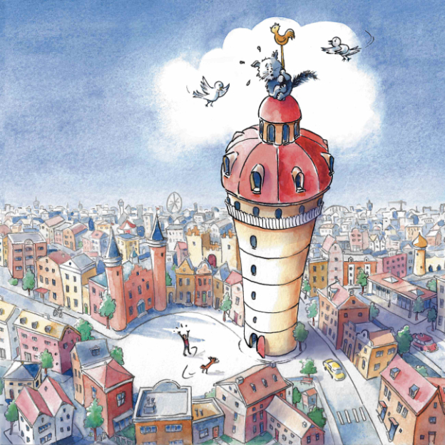 kinderboeken illustratie kat in toren Sabine van der Ploeg