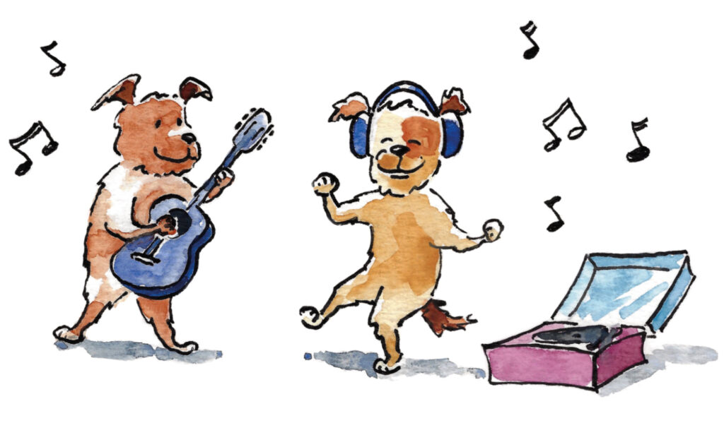 kinderboek illustratie honden maken muziek Sabine van der Ploeg
